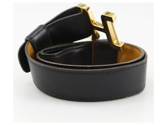 Cinturón H de piel de ternera de Hermès Negro - vista 3