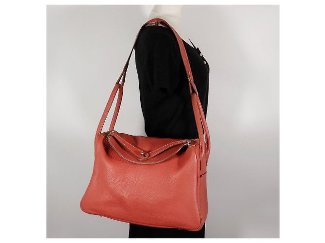 Borsa 2 in 1 Hermès Lindy in Togo Arancione - vista 20