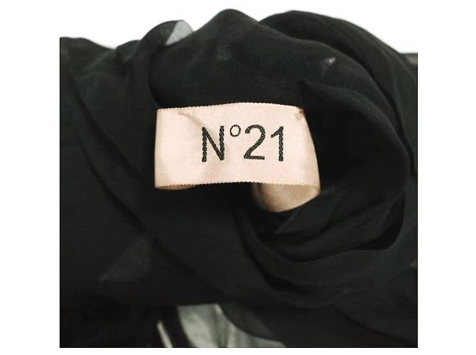 Autre Marque N°21 L2 BLUSA TESSUTO Seidenchiffon-Bluse Schwarz - Ansicht 4