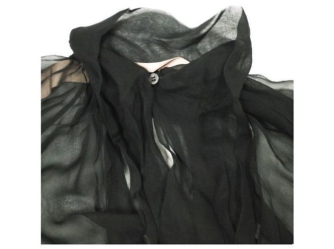 Autre Marque N°21 L2 BLUSA TESSUTO Seidenchiffon-Bluse Schwarz - Ansicht 5