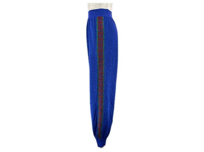 Calças de lã Lam com linha Web Interlocking G da Gucci Azul - vista 2