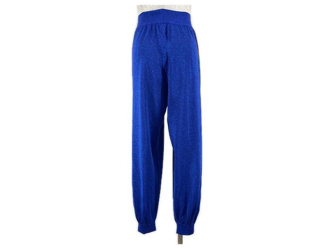 Calças de lã Lam com linha Web Interlocking G da Gucci Azul - vista 3