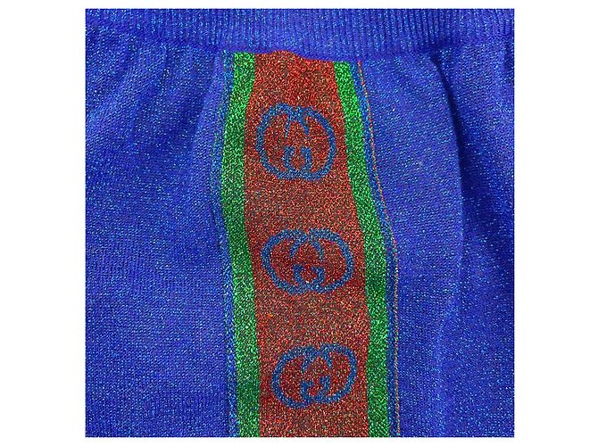 Calças de lã Lam com linha Web Interlocking G da Gucci Azul - vista 5