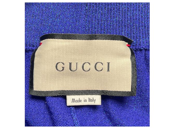 Calças de lã Lam com linha Web Interlocking G da Gucci Azul - vista 6