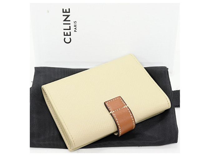 Céline Billetera compacta de piel de ternera con rayas finas Celine Blanco - vista 2