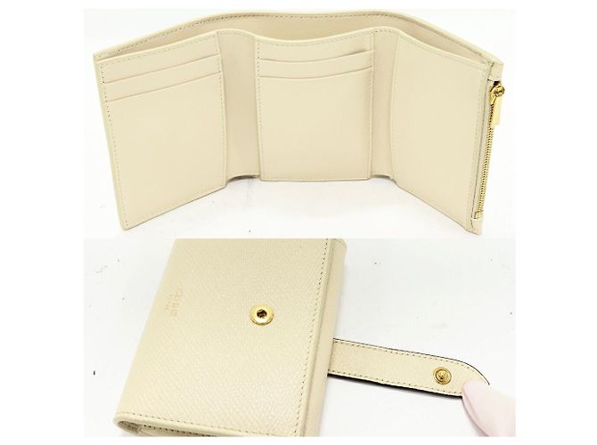 Céline Billetera compacta de piel de ternera con rayas finas Celine Blanco - vista 3