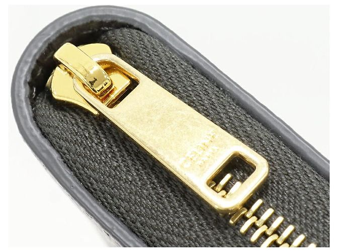 Céline Cartera Compacta con Cremallera Celine en Cuero de Ternera Texturizado Castaño - vista 4