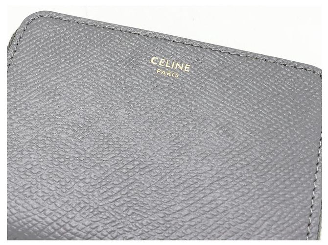 Céline Cartera Compacta con Cremallera Celine en Cuero de Ternera Texturizado Castaño - vista 5