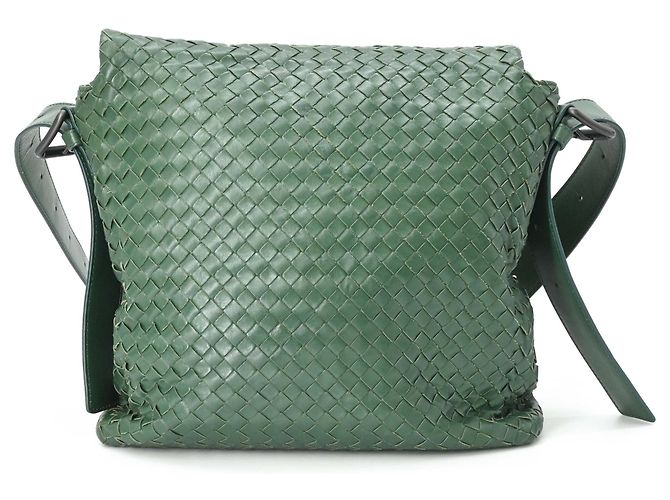 Borsa a Spalla Verde Intrecciato di Bottega Veneta - vista 2