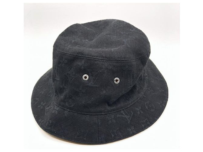 Cappello bucket in denim Monogram Louis Vuitton Nero - vista 2