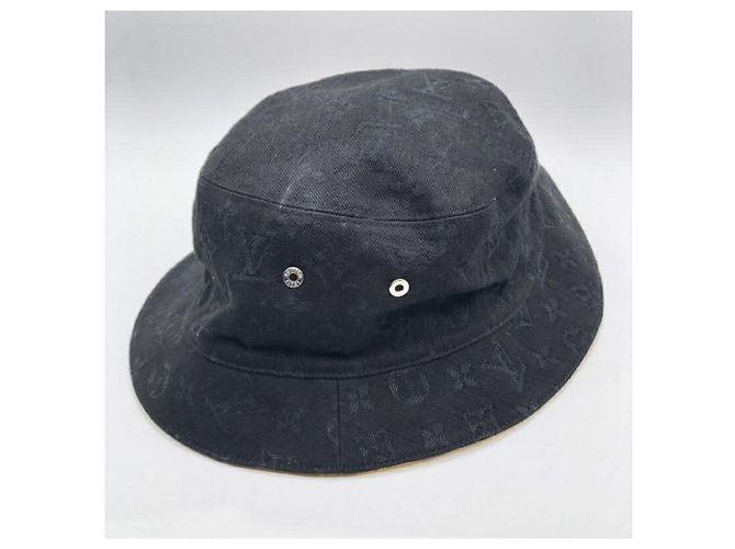 Cappello bucket in denim Monogram Louis Vuitton Nero - vista 4