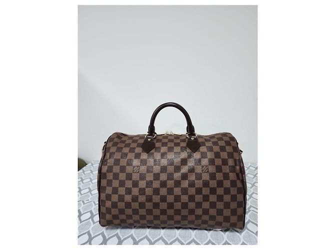 LOUIS VUITTON Borsa Speedy Bandoulière 35 in Tela Damier Marrone - vista 11