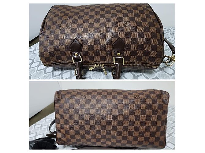 LOUIS VUITTON Borsa Speedy Bandoulière 35 in Tela Damier Marrone - vista 5
