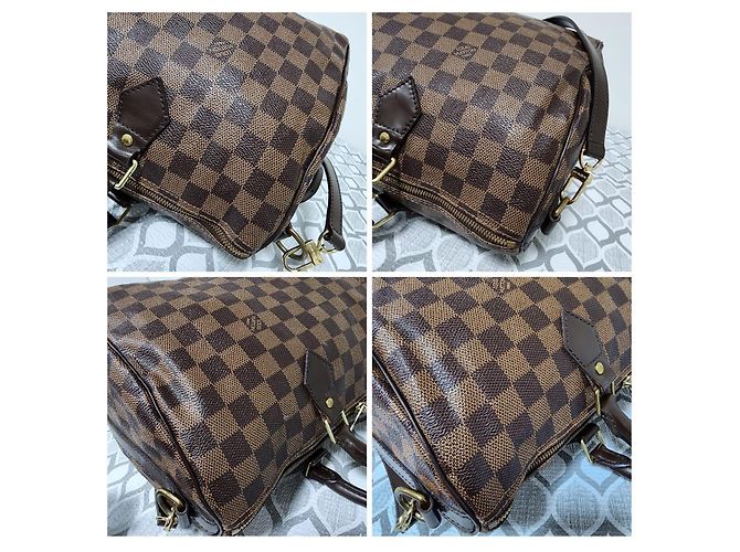 LOUIS VUITTON Borsa Speedy Bandoulière 35 in Tela Damier Marrone - vista 6