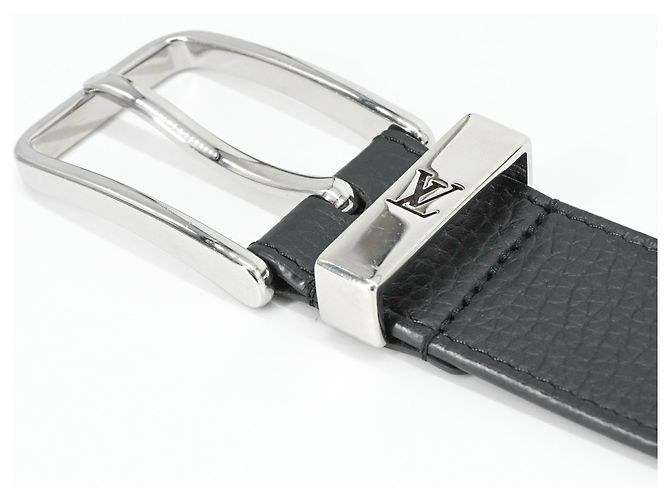 Louis Vuitton Gürtel Pont Neuf aus Taurillon-Leder Schwarz - Ansicht 7