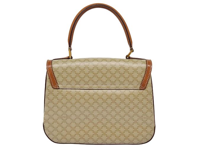 Céline Celine Vintage Convertible Top Handle Macadam Coated Canvas Medium Beige - vista 2