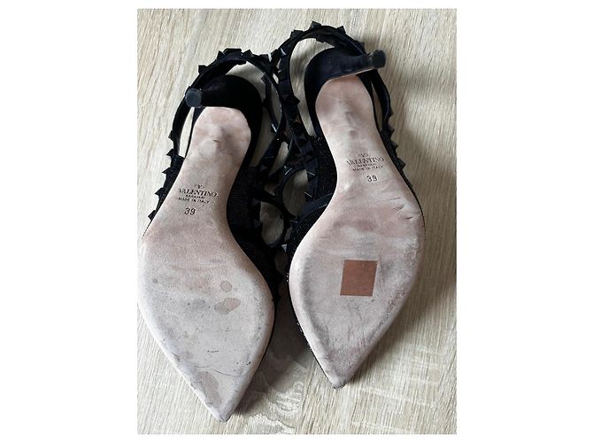 Décolleté Rockstud Valentino in Glitter Nero - vista 12