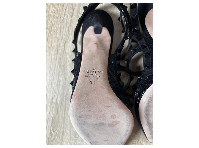 Décolleté Rockstud Valentino in Glitter Nero - vista 13