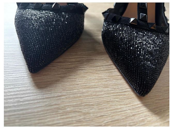 Décolleté Rockstud Valentino in Glitter Nero - vista 14