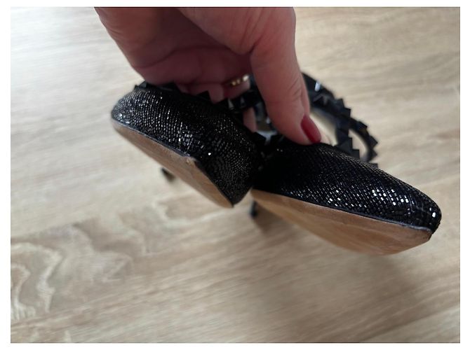Décolleté Rockstud Valentino in Glitter Nero - vista 16