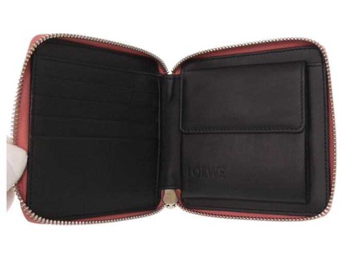 Loewe Anagram Leder Bi-Fold Geldbörse Schwarz Pink - Ansicht 4