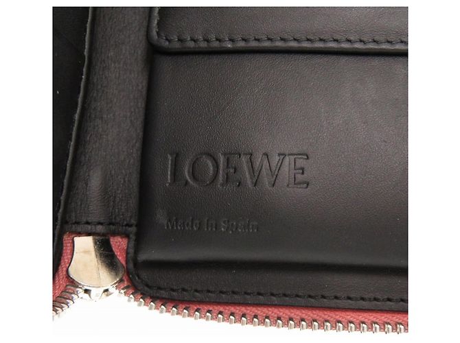 Loewe Anagram Leder Bi-Fold Geldbörse Schwarz Pink - Ansicht 7