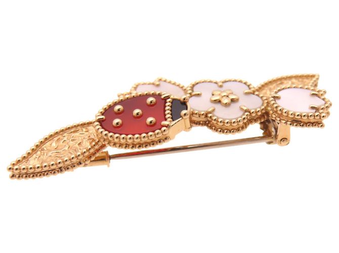 Spilla Clip Lucky Spring di Van Cleef & Arpels Rosa Rosso D'oro - vista 4