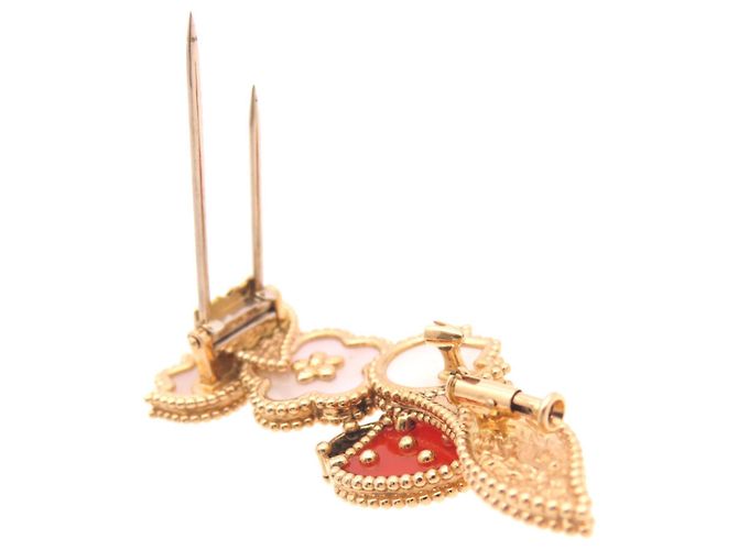 Spilla Clip Lucky Spring di Van Cleef & Arpels Rosa Rosso D'oro - vista 7
