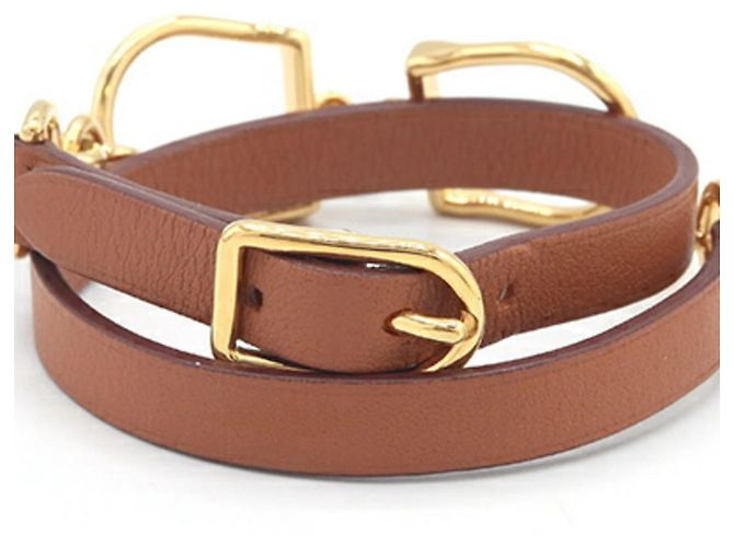 Bracciale Charm Etrier Double Tour Hermès Marrone - vista 2