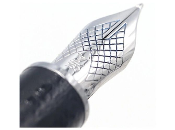 Louis Vuitton Füllfederhalter Dock Leder Schwarz/Silber - Ansicht 7