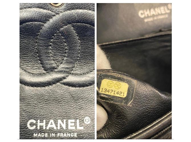 Sac Classique Intemporel Chanel Medium Double Flap en Cuir d'Agneau Noir Camélia avec Quincaillerie Argentée Bijouterie argentée - vue 9