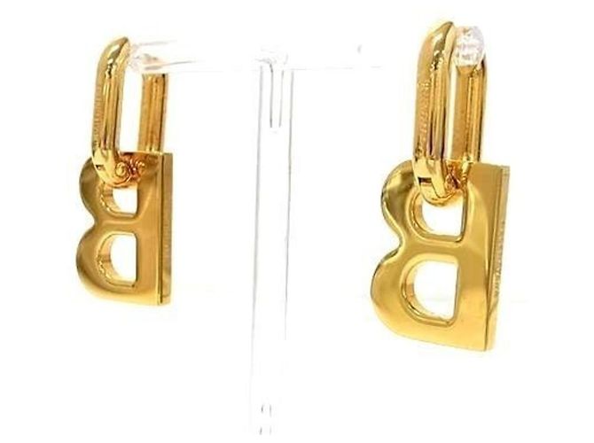 Pendientes de aro dorados B Chain de Balenciaga - vista 2