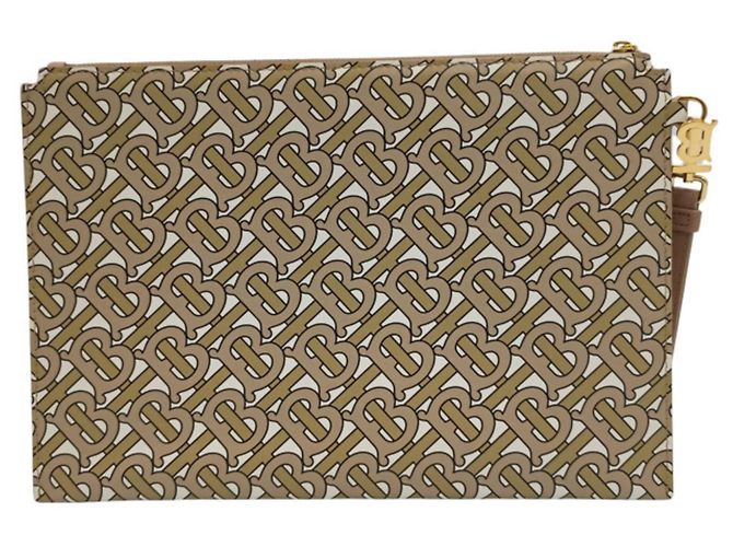 Clutch in tela con monogramma TB di Burberry Beige - vista 3