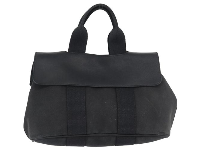 Hermès HERMES Valparaiso PM Borsa a Mano Tela Pelle Nera Argento Auth bs33821 Nero - vista 13
