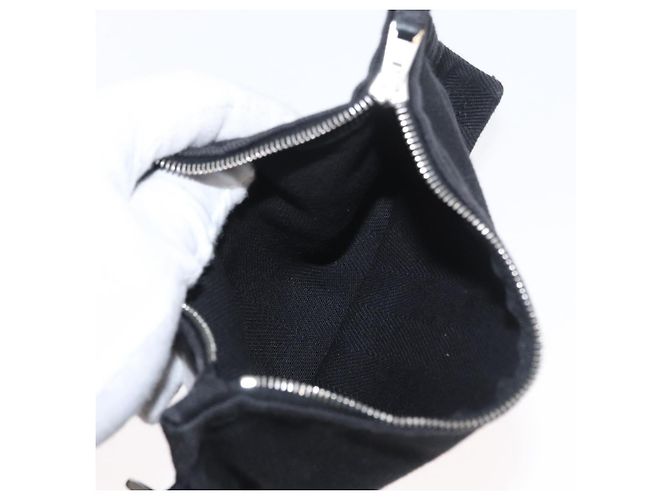 Hermès HERMES Valparaiso PM Borsa a Mano Tela Pelle Nera Argento Auth bs33821 Nero - vista 22