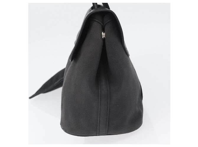 Hermès HERMES Valparaiso PM Borsa a Mano Tela Pelle Nera Argento Auth bs33821 Nero - vista 3