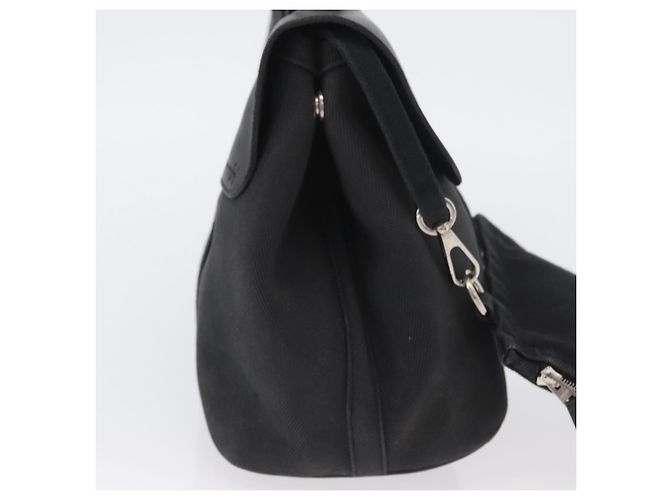 Hermès HERMES Valparaiso PM Borsa a Mano Tela Pelle Nera Argento Auth bs33821 Nero - vista 4