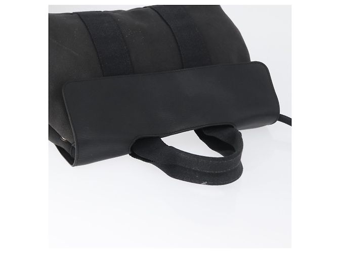Hermès HERMES Valparaiso PM Borsa a Mano Tela Pelle Nera Argento Auth bs33821 Nero - vista 6