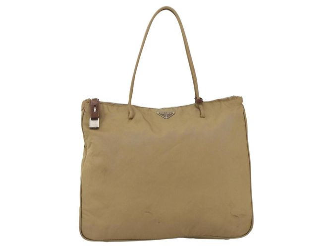 Borsa Tote PRADA Nylon Beige Argento Auth 173852 - vista 13