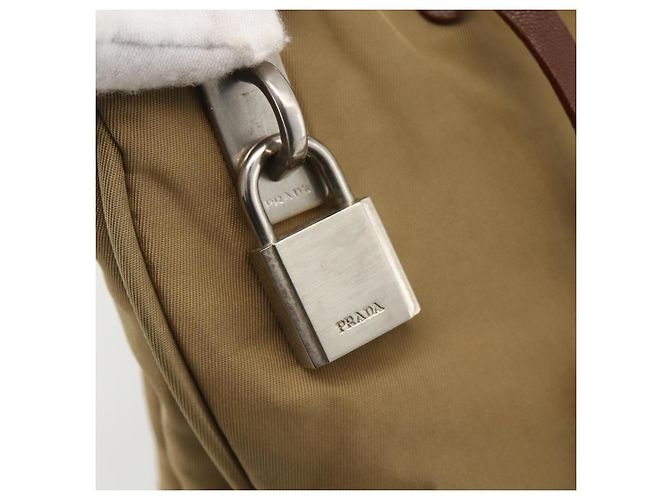 Borsa Tote PRADA Nylon Beige Argento Auth 173852 - vista 20