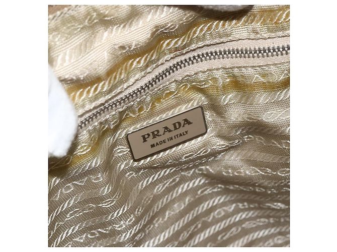 Borsa Tote PRADA Nylon Beige Argento Auth 173852 - vista 21