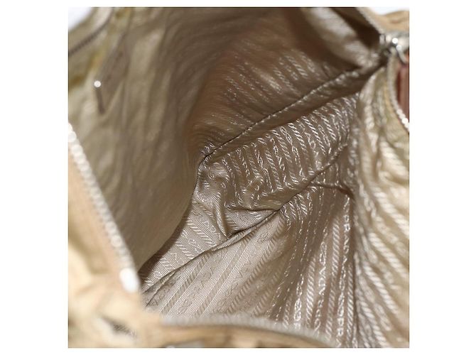 Borsa Tote PRADA Nylon Beige Argento Auth 173852 - vista 22