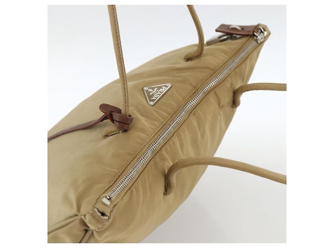 Borsa Tote PRADA Nylon Beige Argento Auth 173852 - vista 6