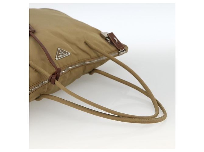 Borsa Tote PRADA Nylon Beige Argento Auth 173852 - vista 7