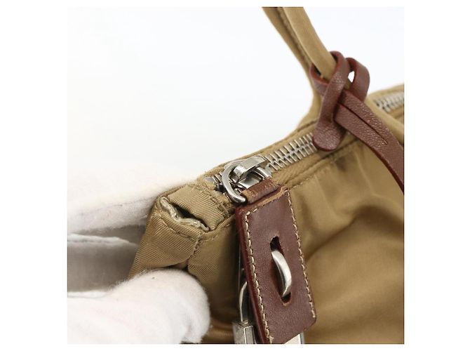 Borsa Tote PRADA Nylon Beige Argento Auth 173852 - vista 8