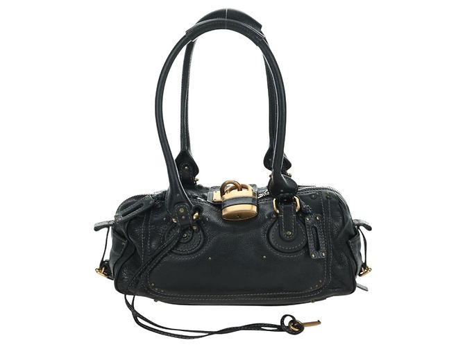 Chloé Sac à main Chloe Paddington en cuir noir or argent Auth am10896V - vue 13