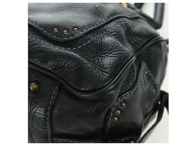 Chloé Sac à main Chloe Paddington en cuir noir or argent Auth am10896V - vue 15