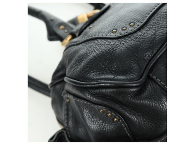 Chloé Sac à main Chloe Paddington en cuir noir or argent Auth am10896V - vue 16