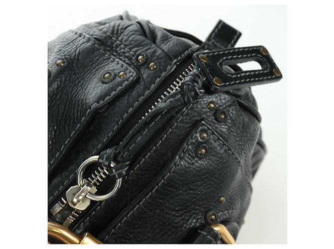 Chloé Sac à main Chloe Paddington en cuir noir or argent Auth am10896V - vue 19