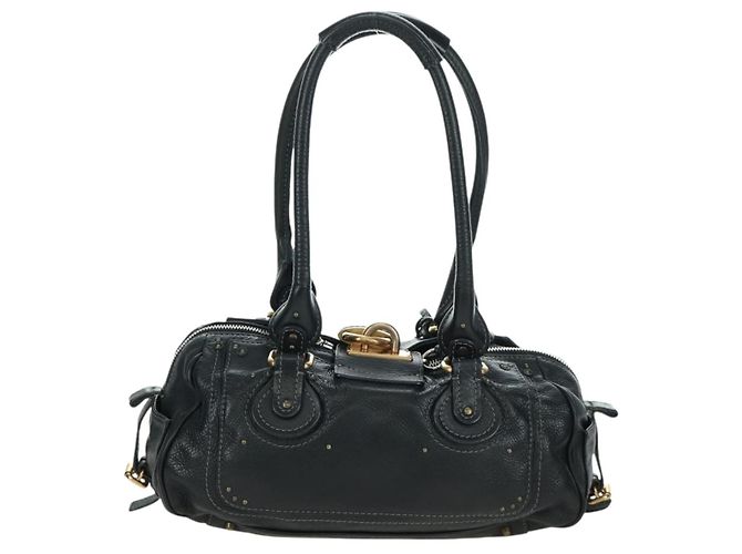 Chloé Sac à main Chloe Paddington en cuir noir or argent Auth am10896V - vue 2